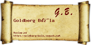 Goldberg Béla névjegykártya